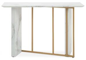 Vilest Wooden Console Table In White Marble Effect