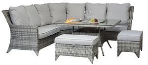 Savvy Corner Weave Dining Sofa Set With Ice Bucket In Grey