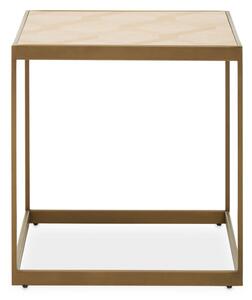 Granule Small Wooden End Table With Brass Metal Frame In Oak