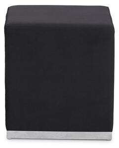 Hogan Square Velvet Stool With Silver Steel Base In Black