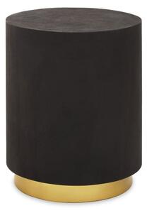 Narre Round Wooden Side Table With Gold Base In Black