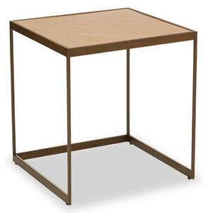 Granule Large Wooden End Table With Brass Metal Frame In Oak