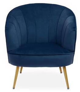 Yolinda Upholstered Velvet Armchair In Midnight Blue