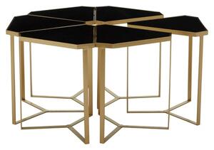 Judie Black Glass Top Set Of 6 Side Tables With Gold Metal Base