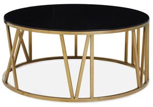 Allina Round Black Glass Coffee Tables With Gold Steel Frame