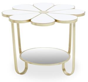 Judie White Petal Shape Side Table With Gold Frame