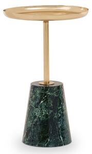 Aeolia Gold Metal Top Side Table With Green Marble Effect Base