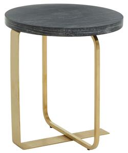 Lana Round Wooden Side Table With Gold Steel Base