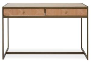 Granule Wooden Laptop Desk With Brass Metal Frame In Oak