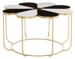 Judie Black And White Petal Shape Side Table With Gold Frame