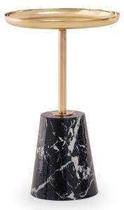 Aeolia Gold Metal Top Side Table With Black Marble Effect Base