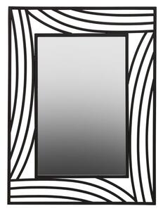 Logia Rectangular Wall Bedroom Mirror In Black Metal Frame