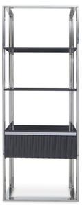 Genera High Gloss Shelving Unit With Silver Steel Frame In Grey