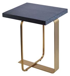 Lana Rectangular Wooden Side Table With Gold Steel Base