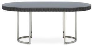 Genera High Gloss Dining Table With Silver Steel Frame In Grey