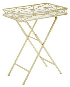 Julie Rectangular Glass Tray Side Table With Gold Metal Frame