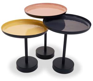 Amiga Enamel Top Nest Of 3 Tables In Gold And Black