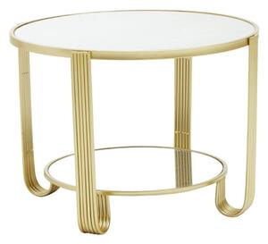 Julie Round White Glass Top Coffee Table With Gold Metal Base