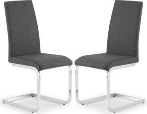 Rocio Slate Grey Linen Fabric Cantilever Dining Chairs In Pair