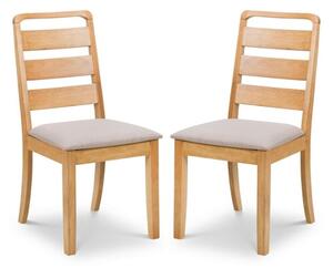 Liliya Waxed Oak Wooden Dining Chairs In Pair