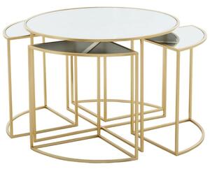 Julie White Glass Top Nest Of 5 Tables With Gold Metal Frame