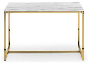 Sable Wooden Dining Table In White Marble Effect With Gold Legs