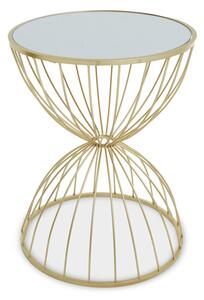 Julie Round White Glass Top Side Table With Gold Metal Frame