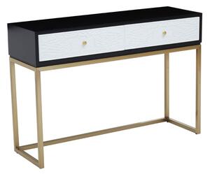 Dodoma Wooden Console Table With 2 Drawers in Gold Metal Frame