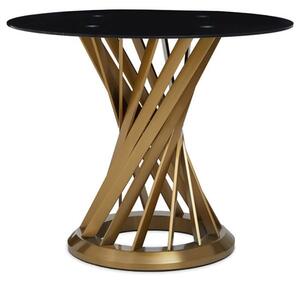 Anza Black Glass Top Dining Table With Gold Metal Base