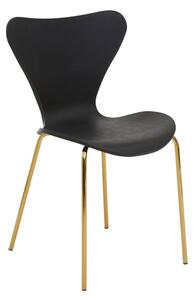 Leila Plastic Dining Chair With Gold Metal legs In Black