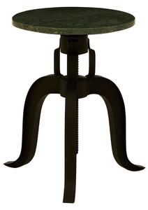 Vance Round Green Marble Top Bar Stool With Black Metal Legs