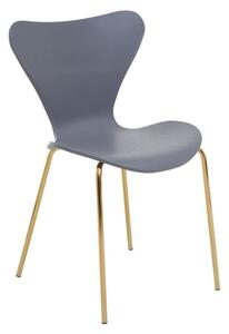 Leila Plastic Dining Chair With Gold Metal legs In Grey