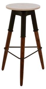 Vance Round Marble Top Bar Stool With Dark Wooden Legs