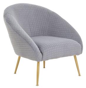Tanya Velvet Occasional Chair With Gold Metal Legs In Grey