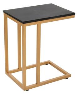 Viano Rectangular Black Marble Side Table With Gold Base