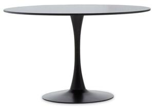 Leila 120cm Wooden Top Dining Table With Metal Base In Black