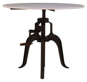 Vance 90cm White Marble Top Dining Table With Black Metal Legs