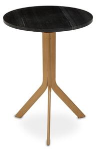 Viano Round Black Marble Side Table With Gold Base