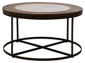 Vance Wooden Marble Top Side Table With Black Latticed Base