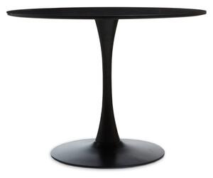 Leila 100cm Wooden Top Dining Table With Metal Base In Black