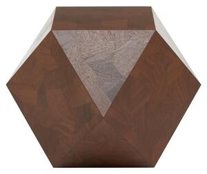 Leno Hexagonal Wooden Side Table In Walnut