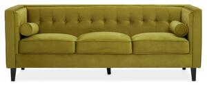 Helix Upholstered Velvet 3 Seater Sofa In Olive