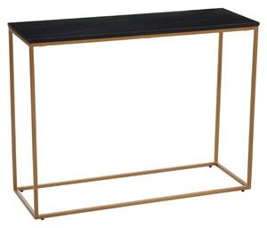 Viano Rectangular Black Marble Console Table With Gold Base