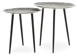 Sylva Metal Set Of 2 Side Tables With Black Legs In Silver