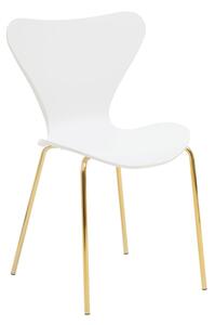 Leila Plastic Dining Chair With Gold Metal legs In White