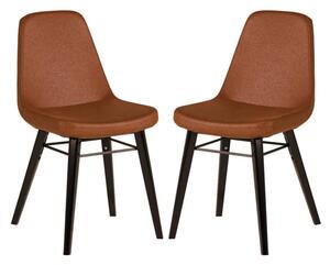 Jecca Tawny Fabric Dining Chairs With Black Legs In Pair