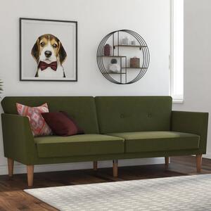 Rockingham Fabric Sofa Bed With Wooden Legs In Green