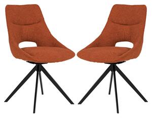 Balta Rust Fabric Dining Chairs With Black Metal Legs In Pair