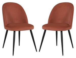 Gabbier Coral Velvet Dining Chairs With Black Legs In Pair