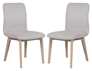 Marlon Natural Fabric Dining Chairs With Oak Legs In Pair